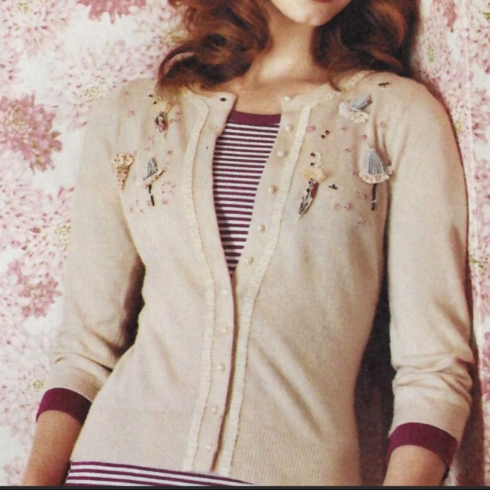 Anthropologie Guinevere Umbrella Blush Cardigan L